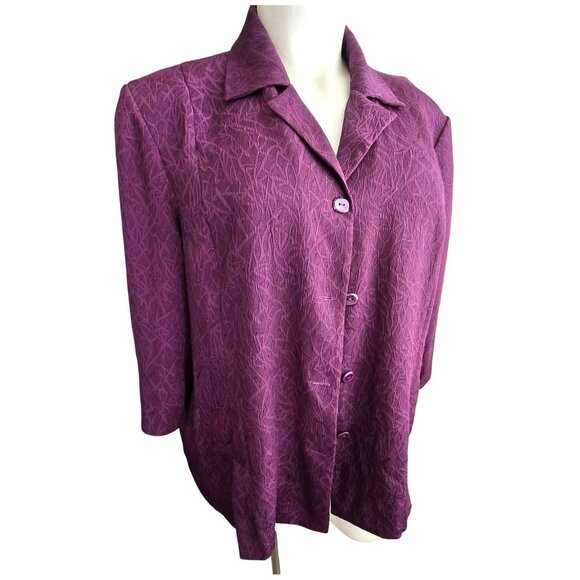 Vintage Purple Textured Button-Up Blazer Womans Plus Size 3x Russel Kent JJ4035 - Picture 1 of 11